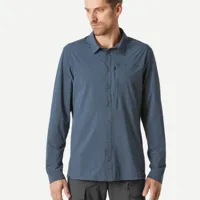 chemise manches longues de trekking voyage anti-uv - travel900 gris - homme - forclaz