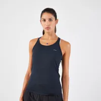 débardeur running sans couture femme - kiprun run 500 confort noir gris foncé - kiprun