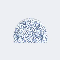 bonnet de bain en maille enduite - tissu imprimé - taille m - blanc ondu bleu - nabaiji