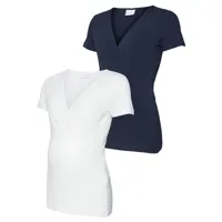 mamalicious kate tess short sleeve v neck t-shirt blanc,bleu xs femme