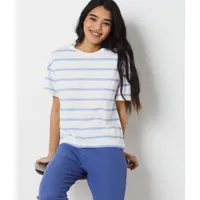 t-shirt de pyjama rayé en coton - haby - l - bleu clair - femme - etam