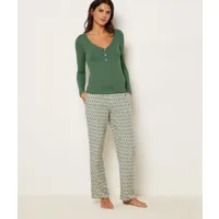 pantalon de pyjama imprimé coupe droite - aemi - s - vert - femme - etam
