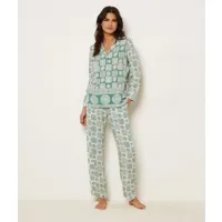 pantalon de pyjama imprimé coupe droite - aikko - s - ecru - femme - etam