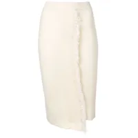 cashmere in love jupe mi-longue en maille à franges - blanc
