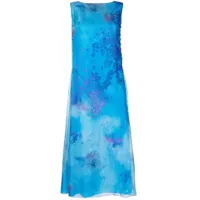 shiatzy chen robe imprimée en soie - bleu