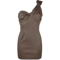 the mannei robe saint pierre courte à design asymétrique à une épaule - marron