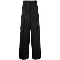 versace pantalon cargo côtelé à logo appliqué - noir