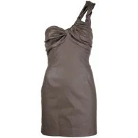 the mannei robe en cuir à design à une épaule - marron