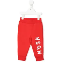 msgm kids pantalon de jogging à logo imprimé - rouge