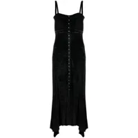 rabanne robe mi-longue asymétrique à boutonnière - noir