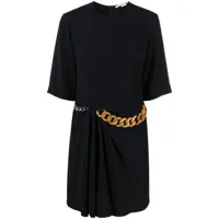 stella mccartney robe courte drapée à détail de chaîne - noir