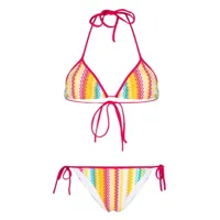missoni bikini triangle à motif zigzag - rose
