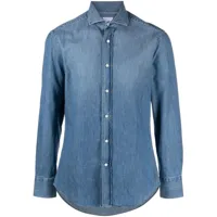 brunello cucinelli chemise en jean à col italien - bleu