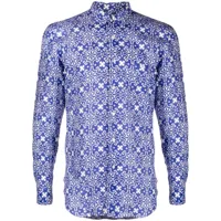 peninsula swimwear chemise à imprimé géométrique - bleu