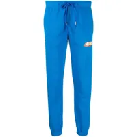 autry pantalon de jogging en coton à logo imprimé - bleu
