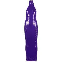 laquan smith robe longue ornée de sequins à dos nu - violet