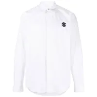 roberto cavalli chemise en coton à logo brodé - blanc
