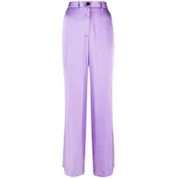 forte forte pantalon en soie à coupe ample - violet