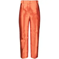 alberta ferretti pantalon satiné à taille haute - orange