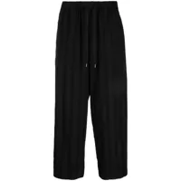 attachment pantalon en coton mélangé à lien de resserrage - noir