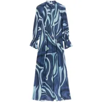 pucci robe longue en coton à imprimé marmo - bleu