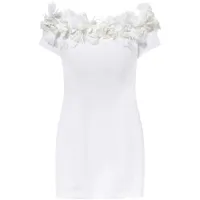 pucci robe courte fleurie à épaules dénudées - blanc