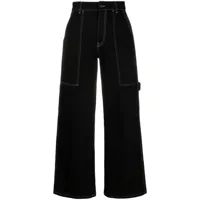 stella mccartney jean ample à coutures contrastantes - noir