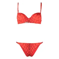 noire swimwear bikini à imprimé abstrait - rouge