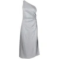 oséree robe mi-longue lumière à design asymétrique à une épaule - gris