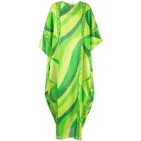 pucci robe longue en soie à imprimé marmo - vert