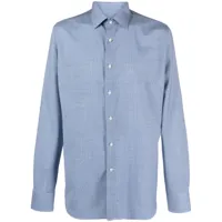 canali chemise en laine à carreaux - bleu
