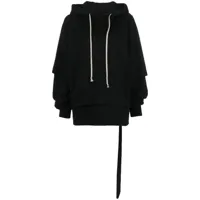 rick owens drkshdw hoodie en coton à design superposé - noir