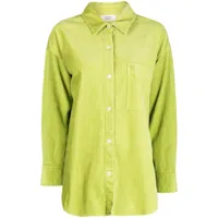 studio tomboy chemise en velours côtelé à logo brodé - vert