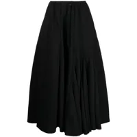 yohji yamamoto jupe mi-longue évasée à design plissé - noir