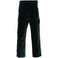 oamc pantalon combine à imprimé léopard - bleu