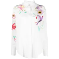 forte forte chemise en coton à fleurs brodées - blanc