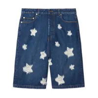 off-white short en jean stars den à effet usé - bleu