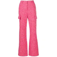patrizia pepe pantalon en tweed à coupe droite - rose