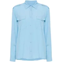 msgm chemise à col italien - bleu