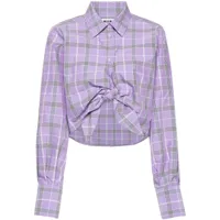 msgm chemise à ourlet asymétrique - violet