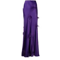 marques'almeida jupe longue transparente à bordure de plumes - violet