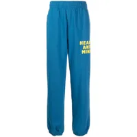 billionaire boys club pantalon de jogging à slogan imprimé - bleu