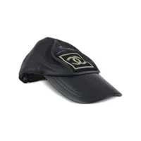 chanel pre-owned casquette sport line en cuir (années 1990-2000) - noir
