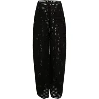 cynthia rowley pantalon en lin à coupe ample - noir