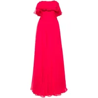 gemy maalouf robe-bustier longue à volants - rose