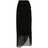 the andamane jupe portefeuille jacky à franges - noir