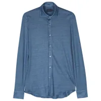 paul & shark chemise en lin à col italien - bleu