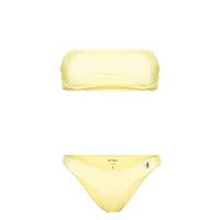 the attico bikini bandeau à logo appliqué - jaune