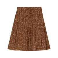 christian dior pre-owned jupe plissée à fleurs - marron
