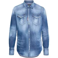 dsquared2 chemise en jean à effet délavé - bleu